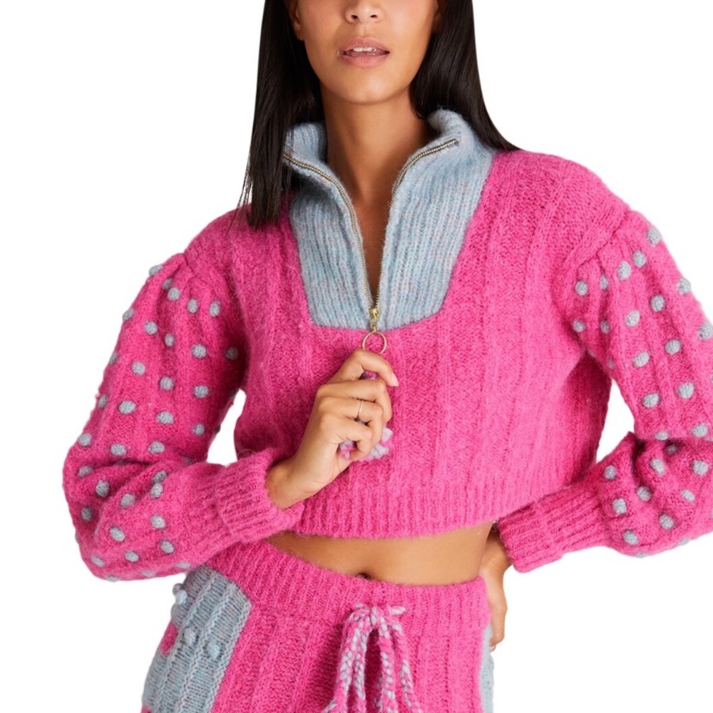 Love shack fancy bon voyage jonae cropped alpaca sweater, size L